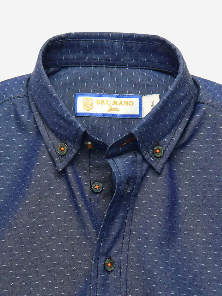 Blue Structured Button Down Casual Shirt Brumano Pakistan