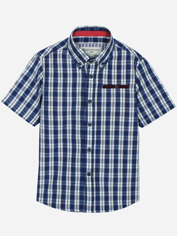 Blue & White Casual Half Sleeve Shirt