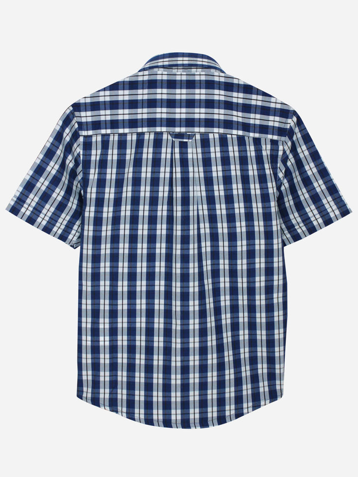 Blue & White Casual Half Sleeve Shirt