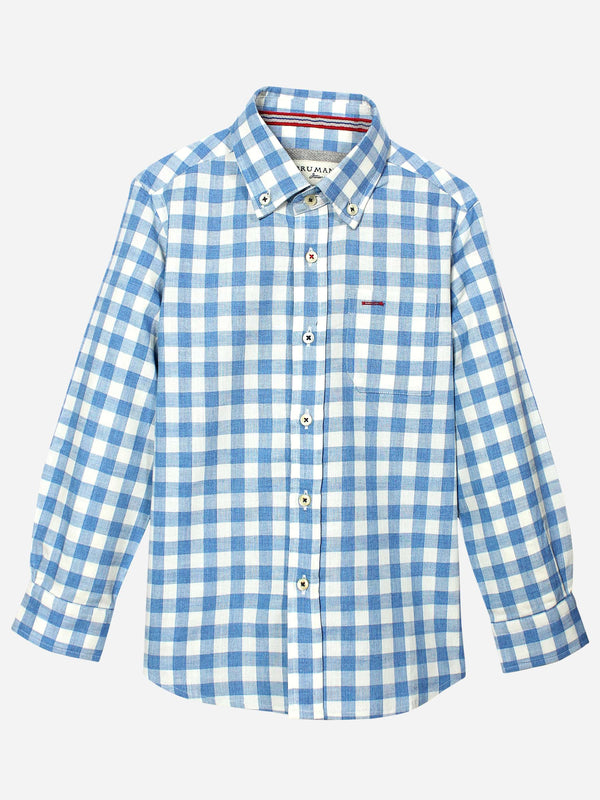 Blue & White Gingham Casual Check Shirt