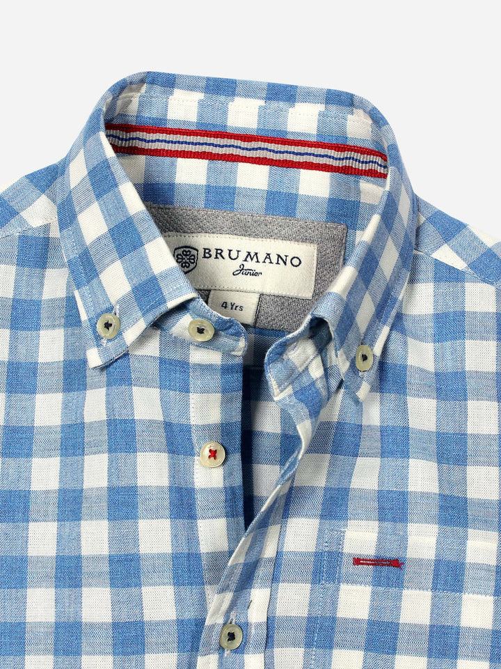 Blue & White Gingham Casual Check Shirt