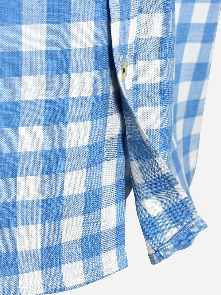 Blue & White Gingham Casual Check Shirt