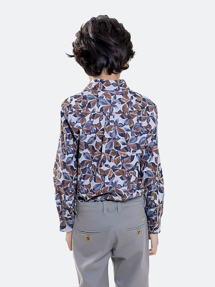 Brown & Navy Printed Long Sleeve Casual Shirt Brumano Pakistan