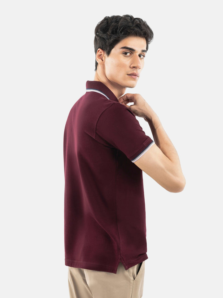 Burgundy Pique Polo With Tipping Collar Brumano Pakistan