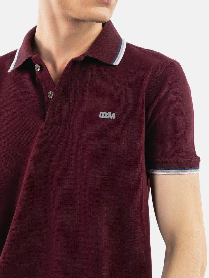 Burgundy Pique Polo With Tipping Collar Brumano Pakistan