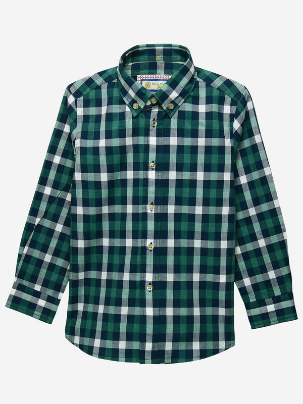 Green & Blue Casual Check Shirt Brumano Pakistan