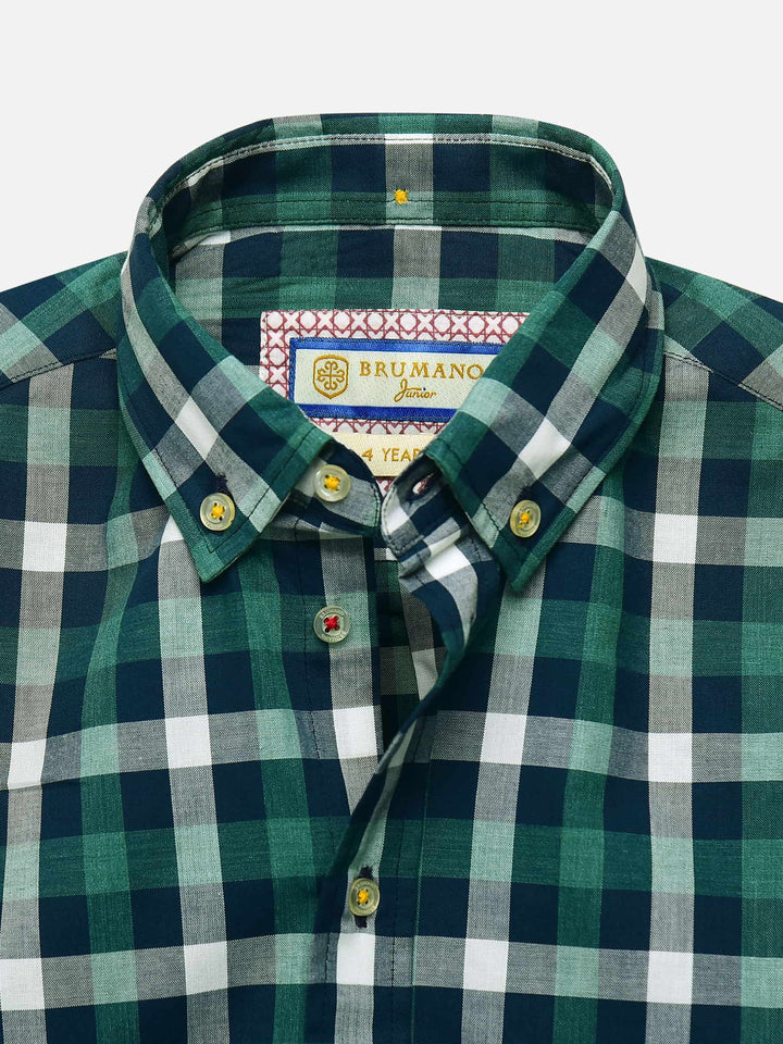 Green & Blue Casual Check Shirt Brumano Pakistan