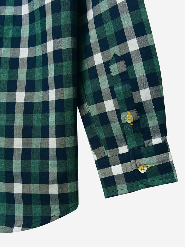 Green & Blue Casual Check Shirt Brumano Pakistan