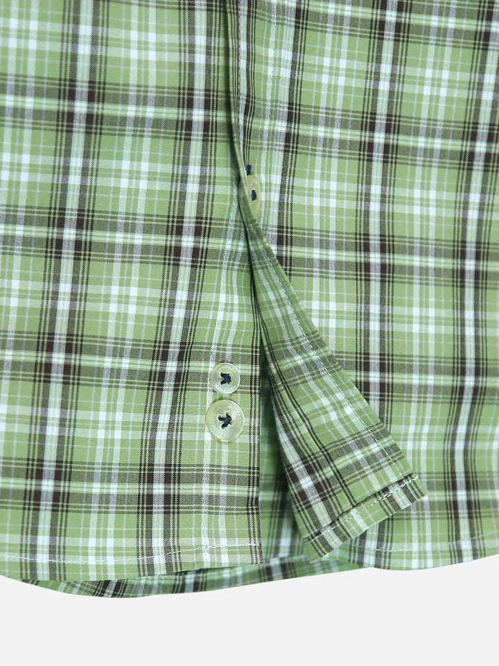 Green Brown Half Sleeve Casual Check Shirt Brumano Pakistan