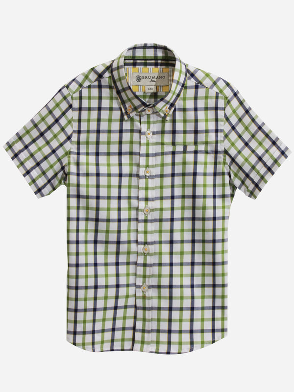 Green Half Sleeve Casual Check Shirt