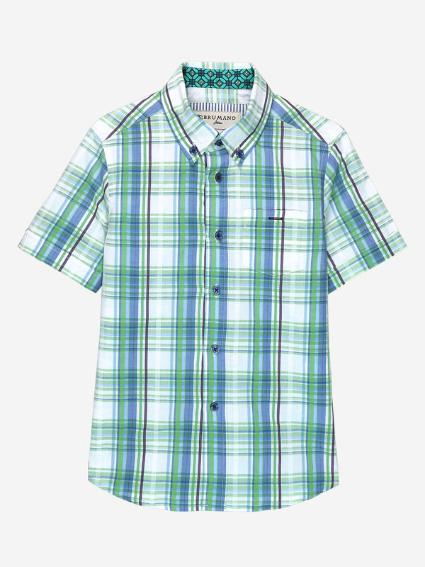 Green Seer-sucked Casual Check Shirt Brumano Pakistan