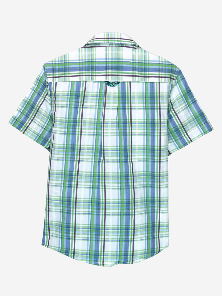 Green Seer-sucked Casual Check Shirt Brumano Pakistan