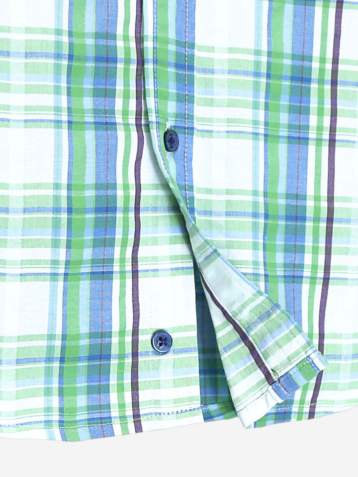 Green Seer-sucked Casual Check Shirt Brumano Pakistan