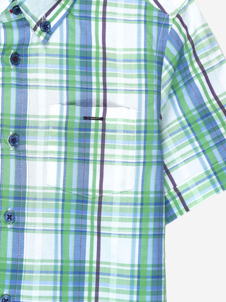 Green Seer-sucked Casual Check Shirt Brumano Pakistan