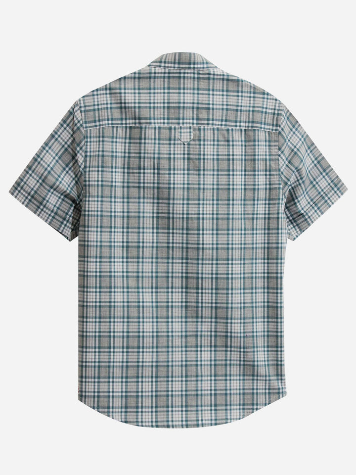 Grey Gingham Mao Collar Casual Shirt