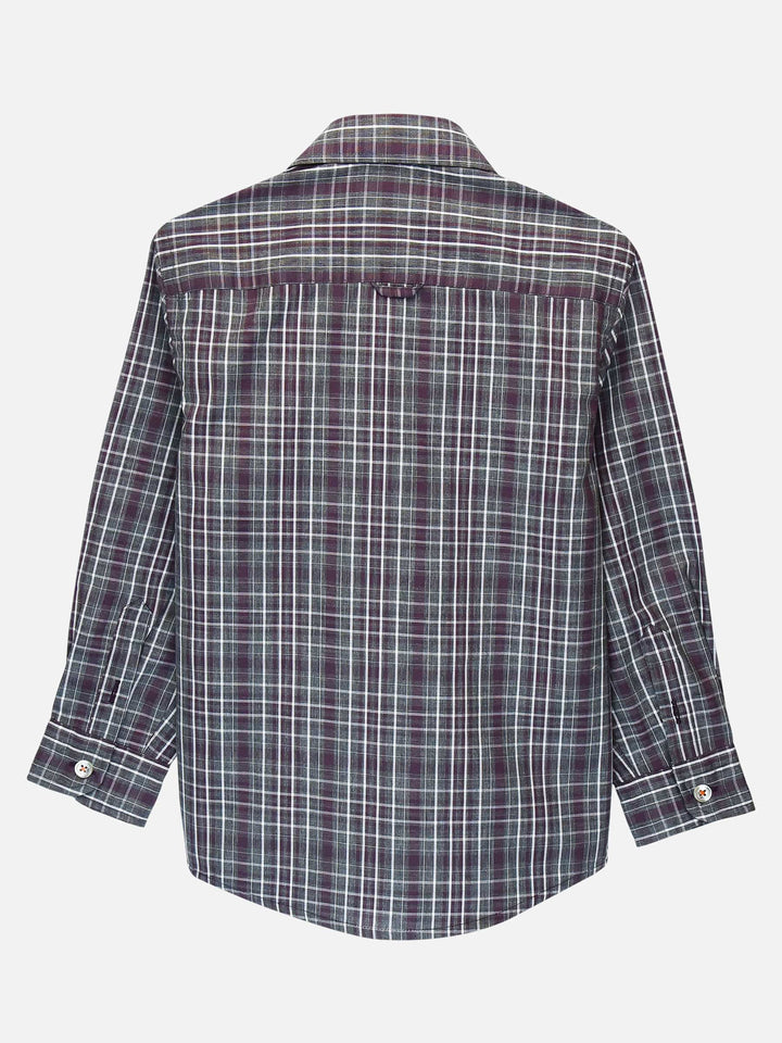 Grey & Purple Casual Check Shirt Brumano Pakistan