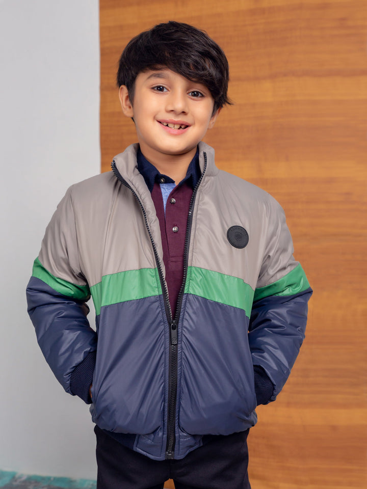 Grey & Blue Casual Puffer Jacket Brumano Pakistan