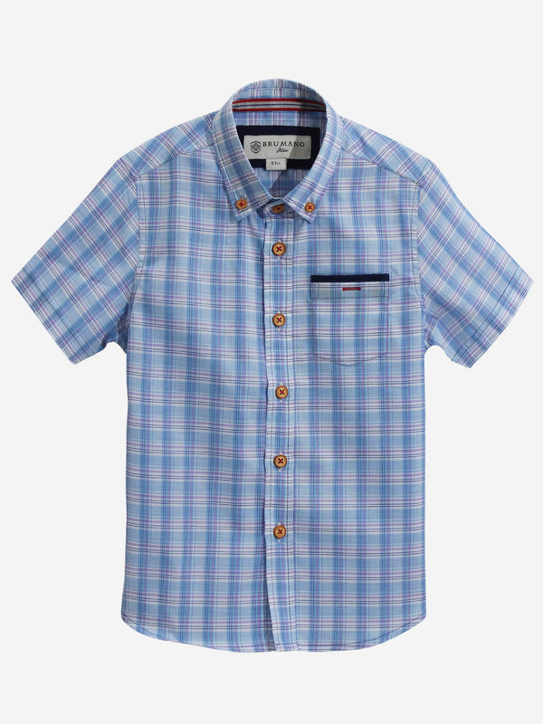 Light Blue Casual Half Sleeve Check Shirt