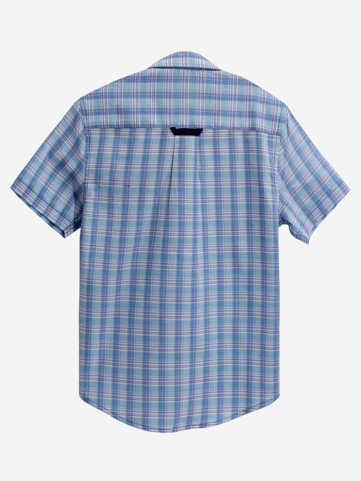 Light Blue Casual Half Sleeve Check Shirt