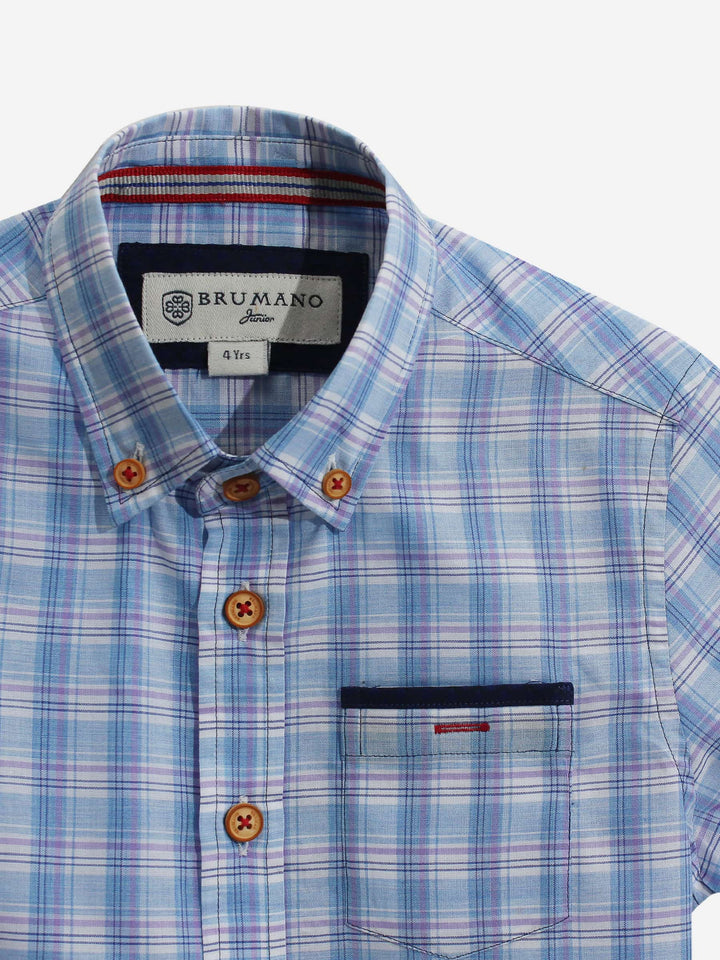 Light Blue Casual Half Sleeve Check Shirt