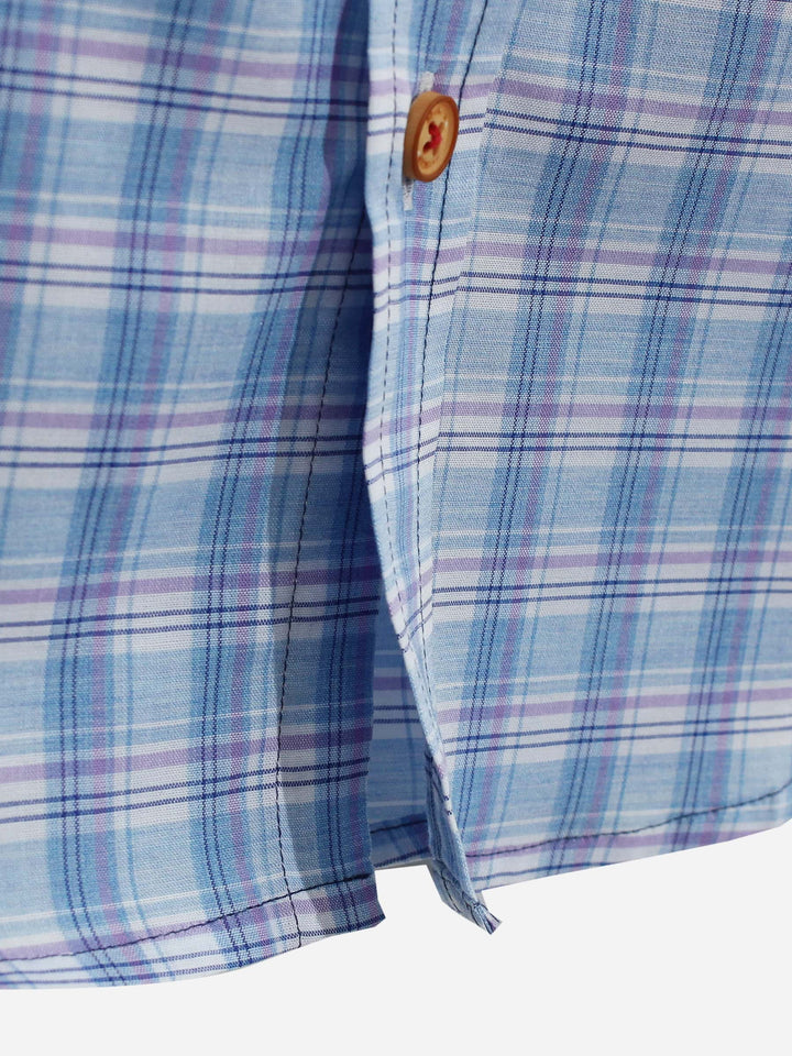 Light Blue Casual Half Sleeve Check Shirt