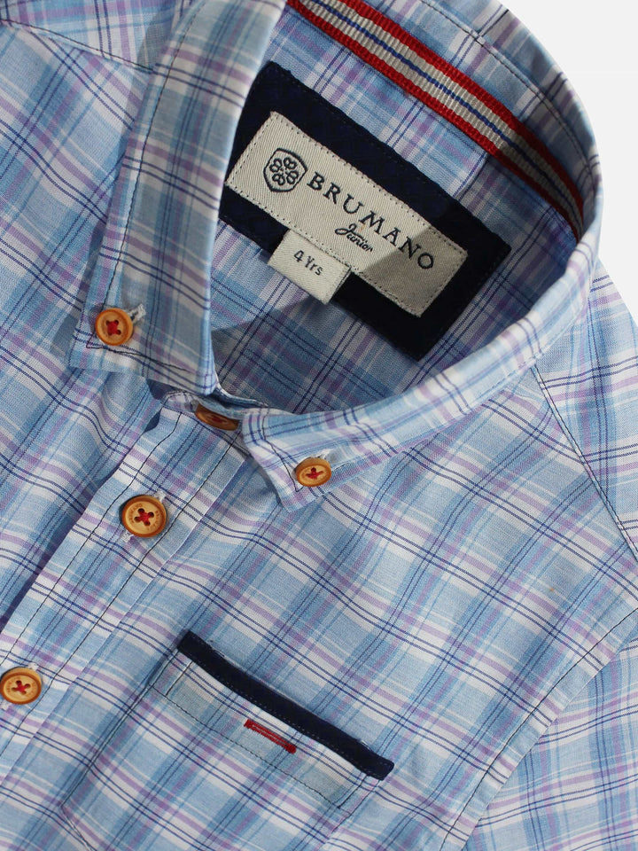 Light Blue Casual Half Sleeve Check Shirt