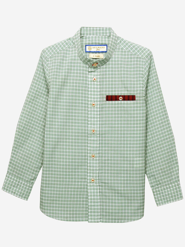 Light Green Checkered Casual Shirt Brumano Pakistan