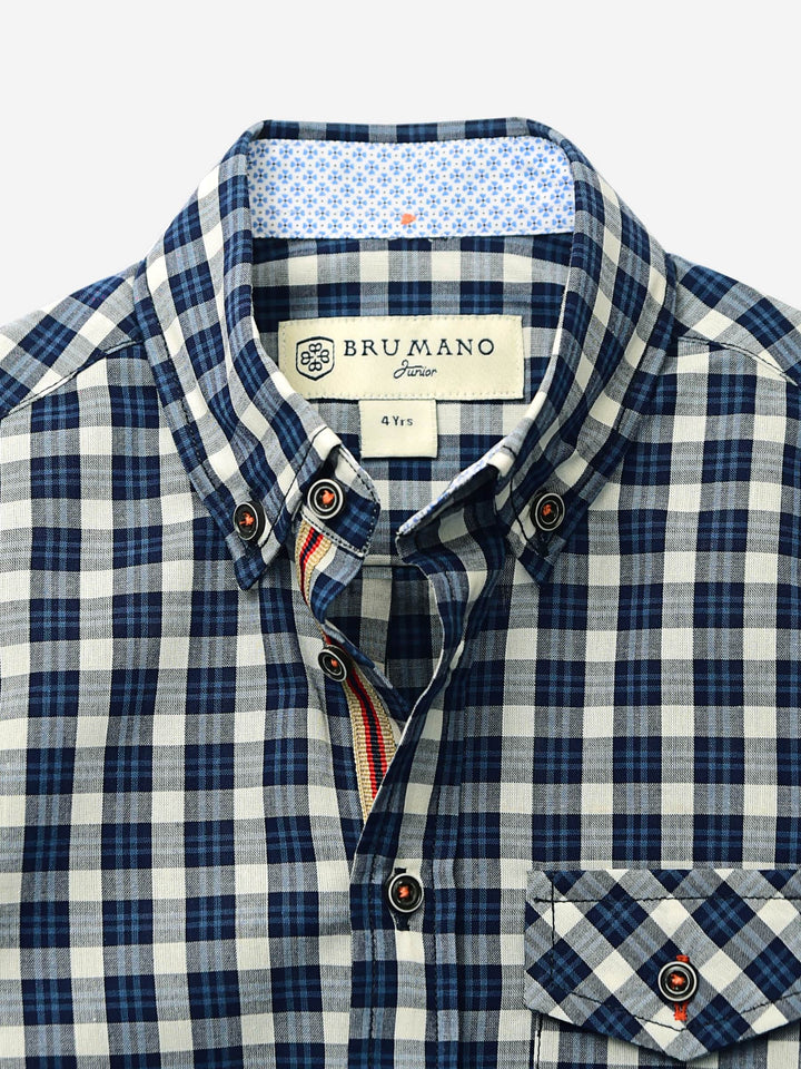 Light Weight Blue Casual Check Shirt Brumano Pakistan