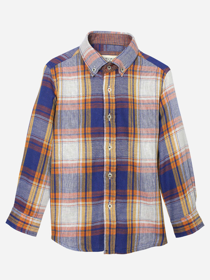 Light Weight Orange Checkered Casual Shirt