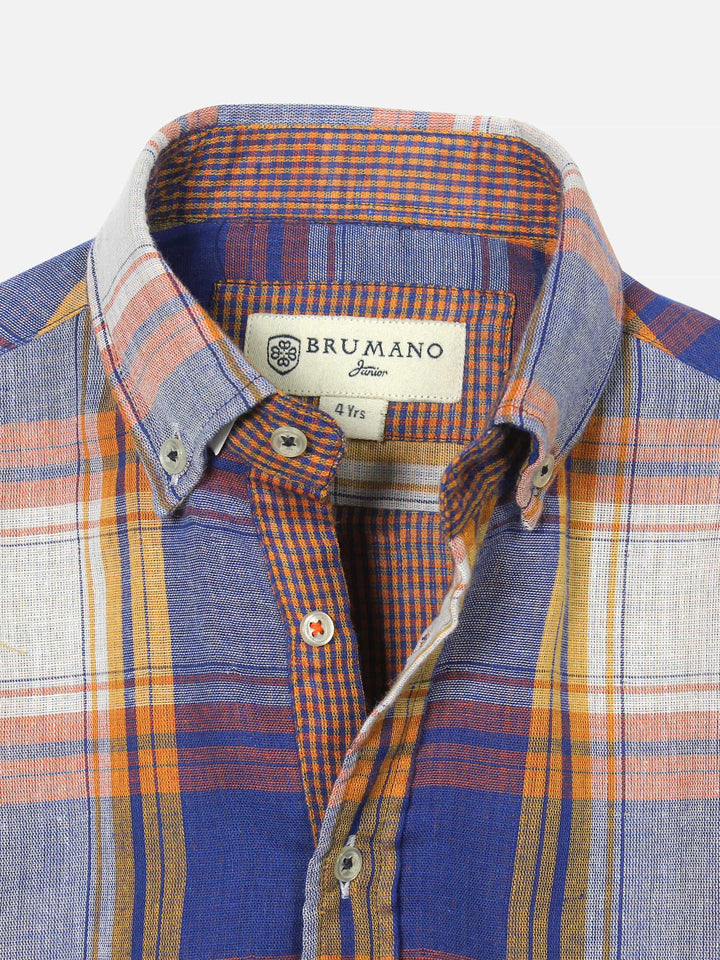 Light Weight Orange Checkered Casual Shirt