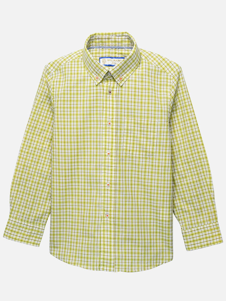 Lime Yellow Checkered Casual Shirt Brumano Pakistan