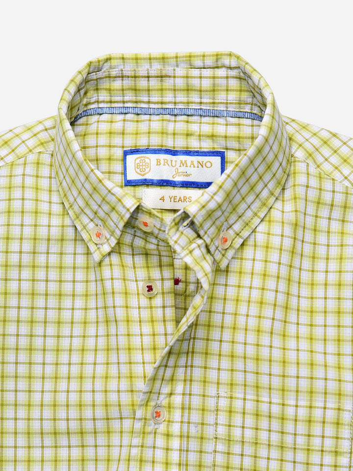 Lime Yellow Checkered Casual Shirt Brumano Pakistan