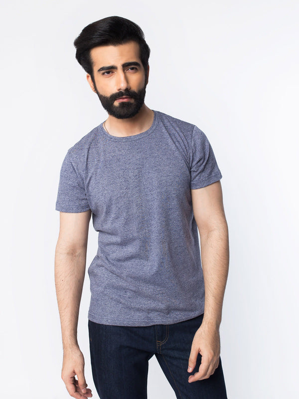 Medium Blue Marl Crew Neck T-Shirt