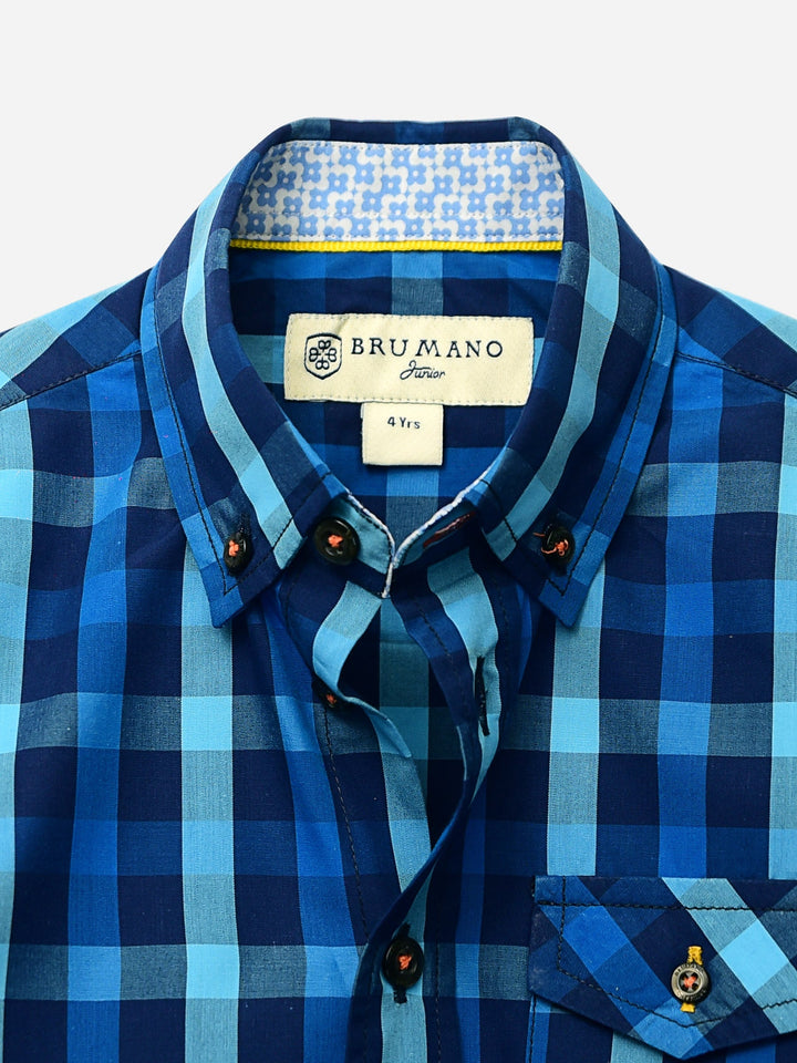 Navy Blue Bold Checkered Casual Shirt Brumano Pakistan