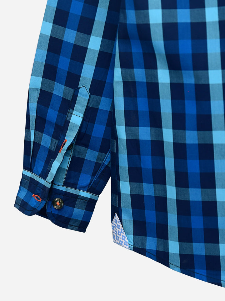 Navy Blue Bold Checkered Casual Shirt Brumano Pakistan