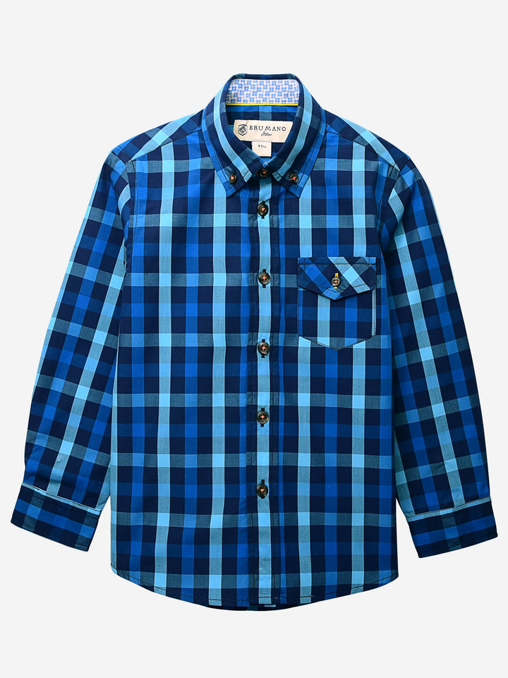 Navy Blue Bold Checkered Casual Shirt Brumano Pakistan