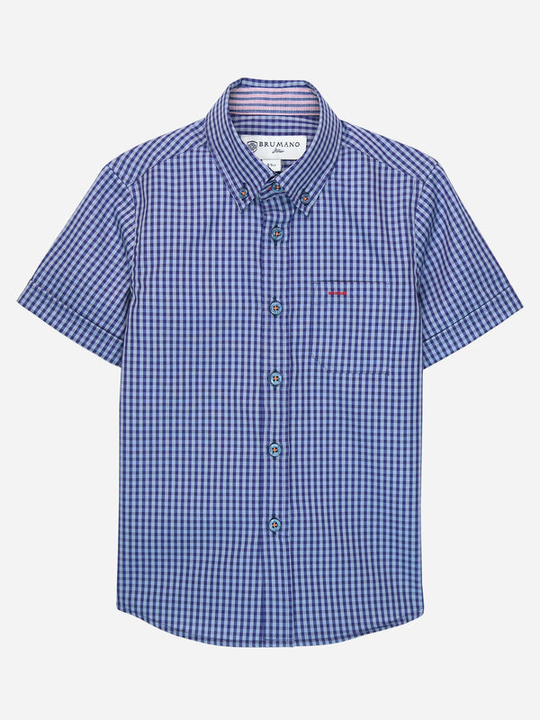 Navy Blue Gingham Half Sleeve Shirt Brumano Pakistan