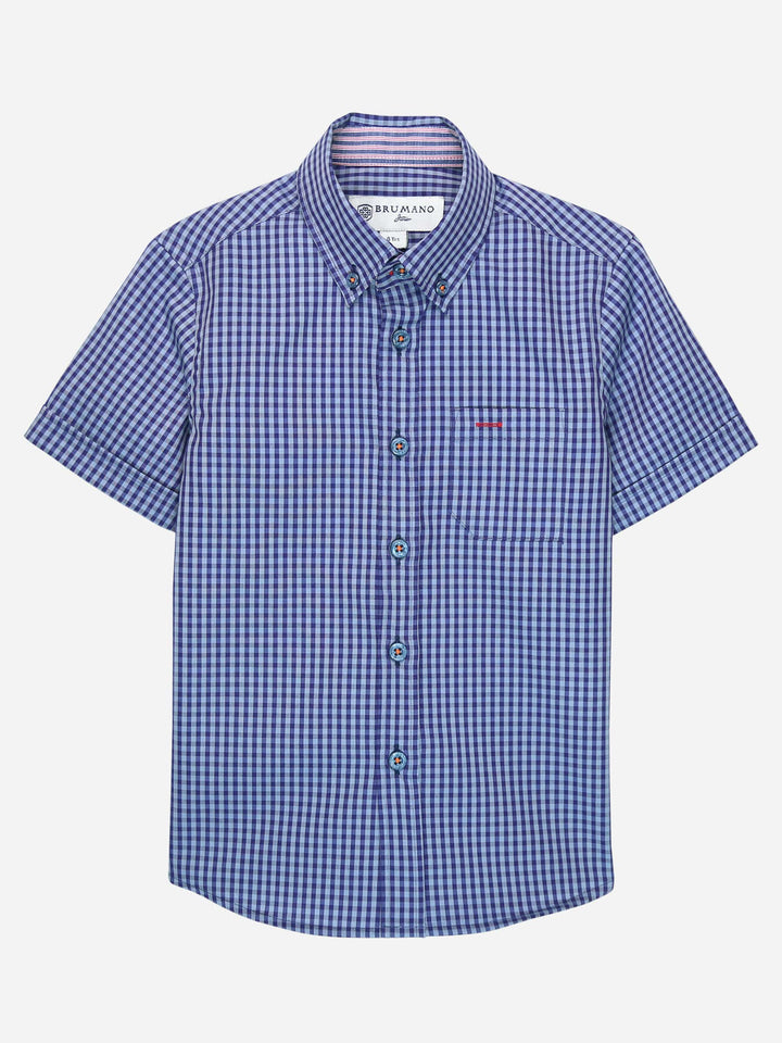 Navy Blue Gingham Half Sleeve Shirt Brumano Pakistan