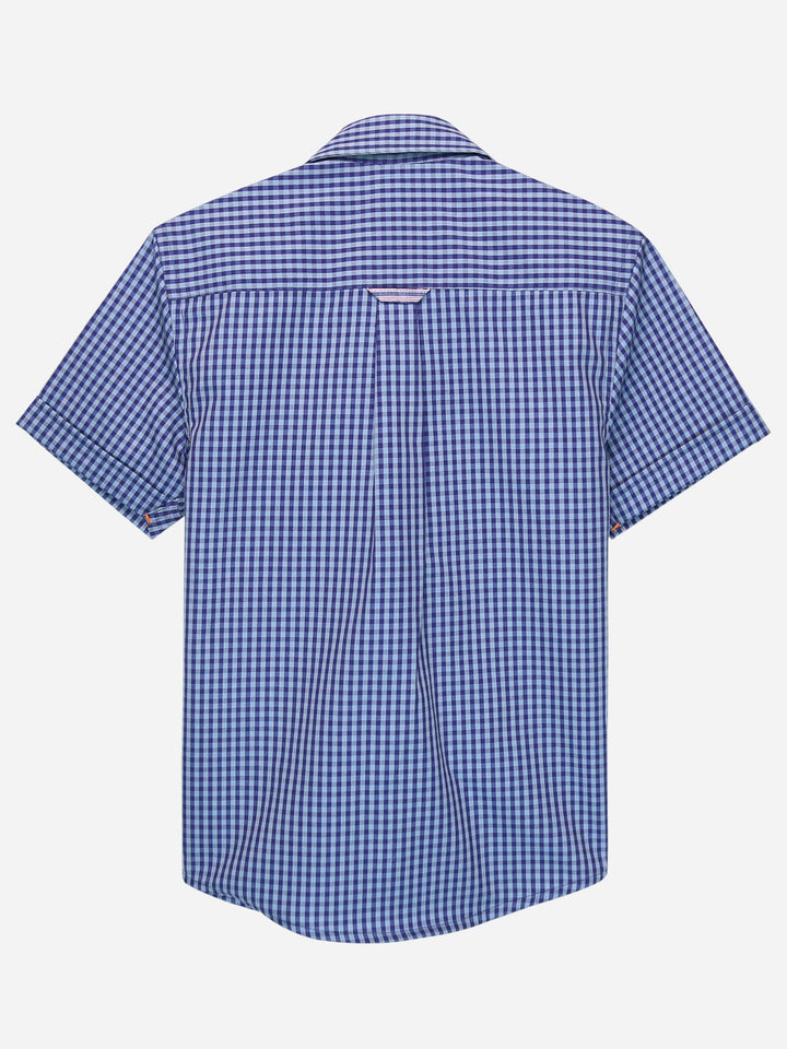 Navy Blue Gingham Half Sleeve Shirt Brumano Pakistan