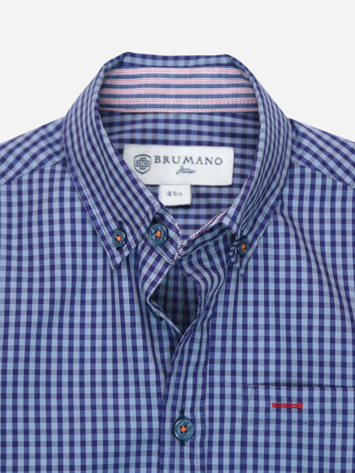 Navy Blue Gingham Half Sleeve Shirt Brumano Pakistan