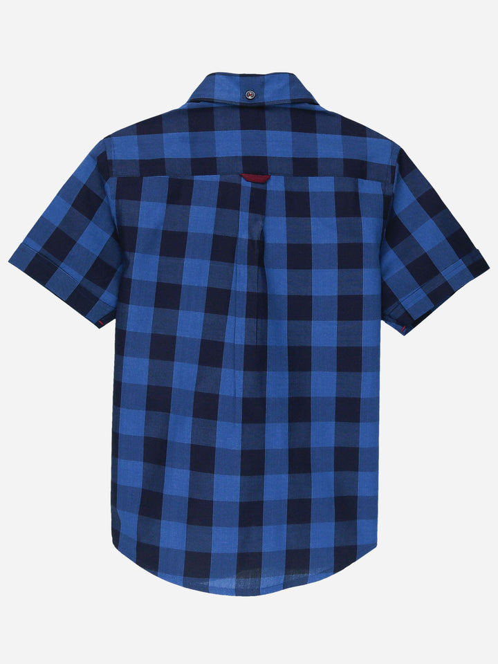 Navy Blue Half Sleeve Casual Check Shirt Brumano Pakistan