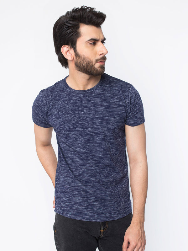 Navy Blue Injected T-Shirt