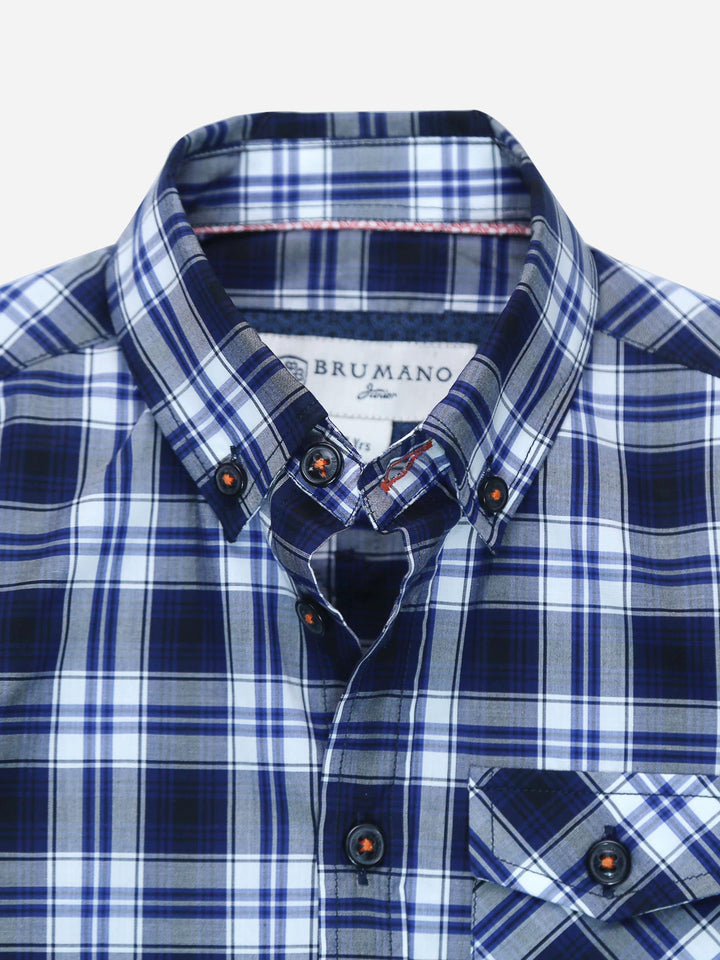 Navy Blue Plaid Checkered Casual Shirt Brumano Pakistan