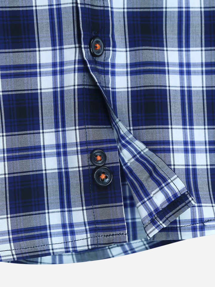 Navy Blue Plaid Checkered Casual Shirt Brumano Pakistan