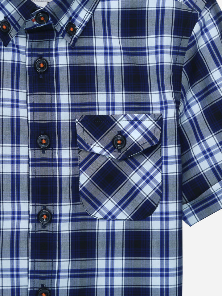 Navy Blue Plaid Checkered Casual Shirt Brumano Pakistan