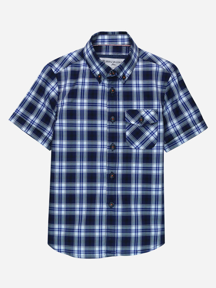 Navy Blue Plaid Checkered Casual Shirt Brumano Pakistan