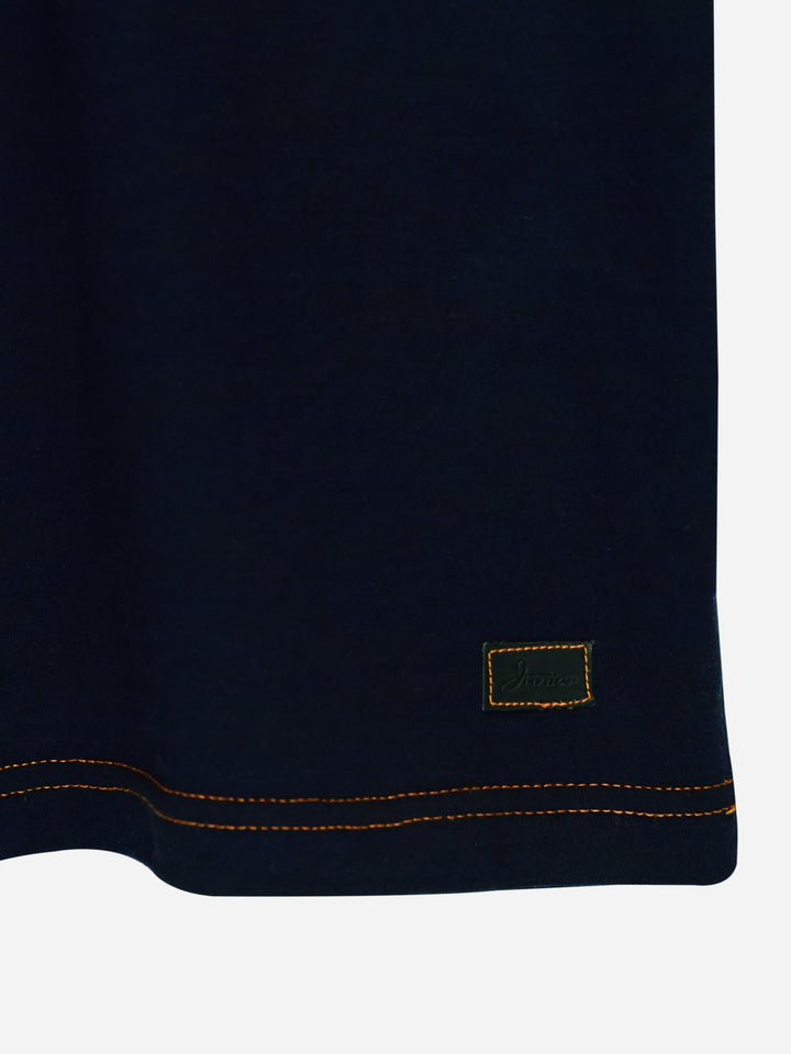 Navy Blue Short Sleeve Casual T-Shirt With Orange Pocket Brumano Pakistan