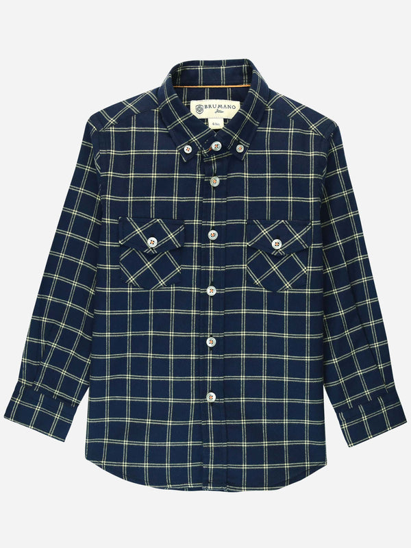 Navy Flannel Double Pocket Casual Shirt Brumano Pakistan