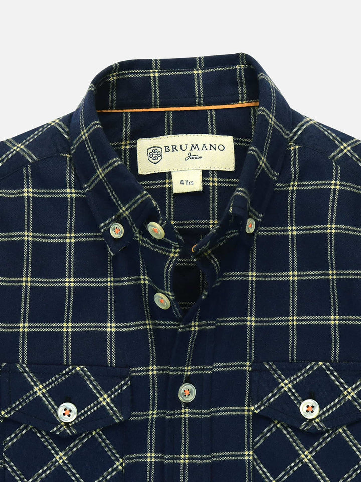 Navy Flannel Double Pocket Casual Shirt Brumano Pakistan