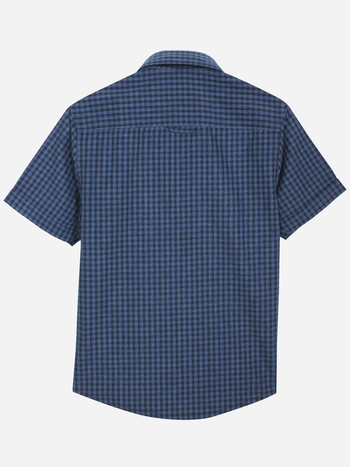 Navy Gingham Half Sleeve Casual Shirt